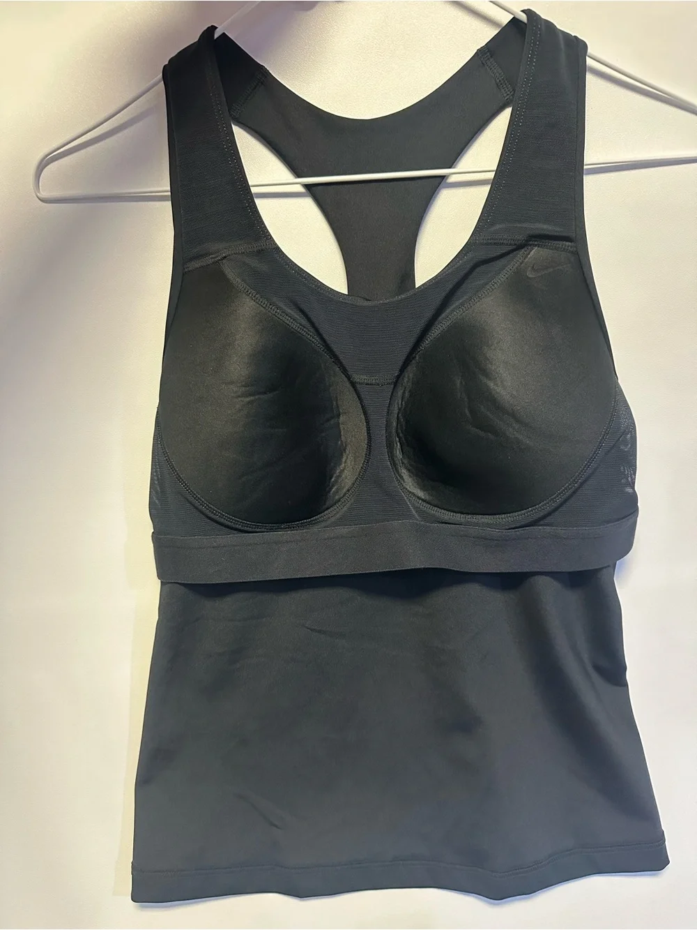 Nike Black Racerback Performance Tank with White Swoosh